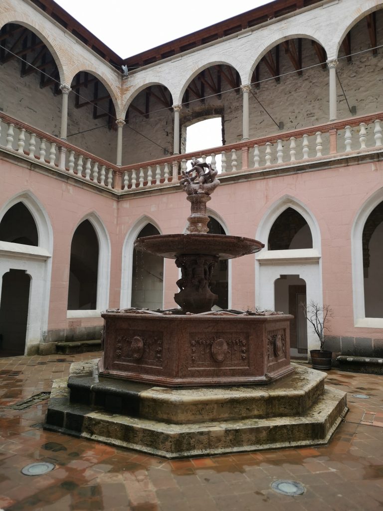 Hercules Fountain in the courtyard of the Visegrad Royal Palace, Hungary